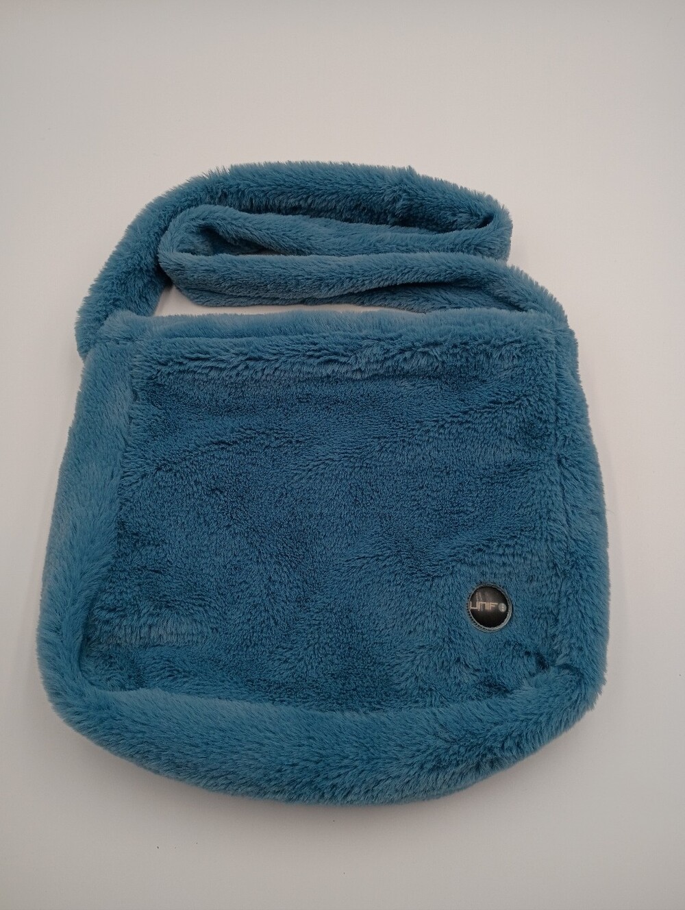 UNIF Faye Bag Dusky Blue Fuzzy Faux Fur Shoulder Bag Tote Y2K Plush Purse